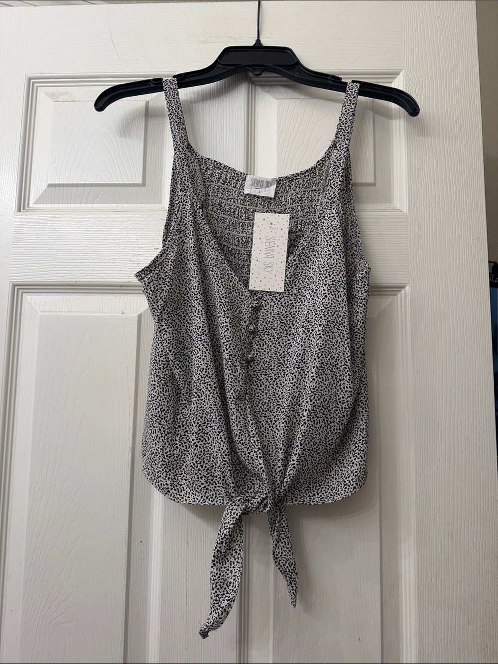 Sienna Sky Black & White Tie-Front Printed Camisole